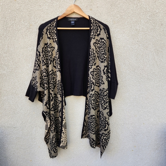 August Silk Cardigan Women's Large Black Floral Sweater Neutral Dark Romantic - Picture 1 of 11